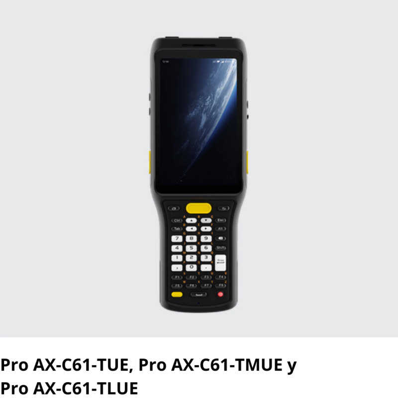 Pro AX-C61-TUE Lector RFID UHF con pistola extraíble y escáner láser 1D y 2D (Pro AX-C61-TUE, Pro AX-C61-TMUE y Pro AX-C61-TLUE)
