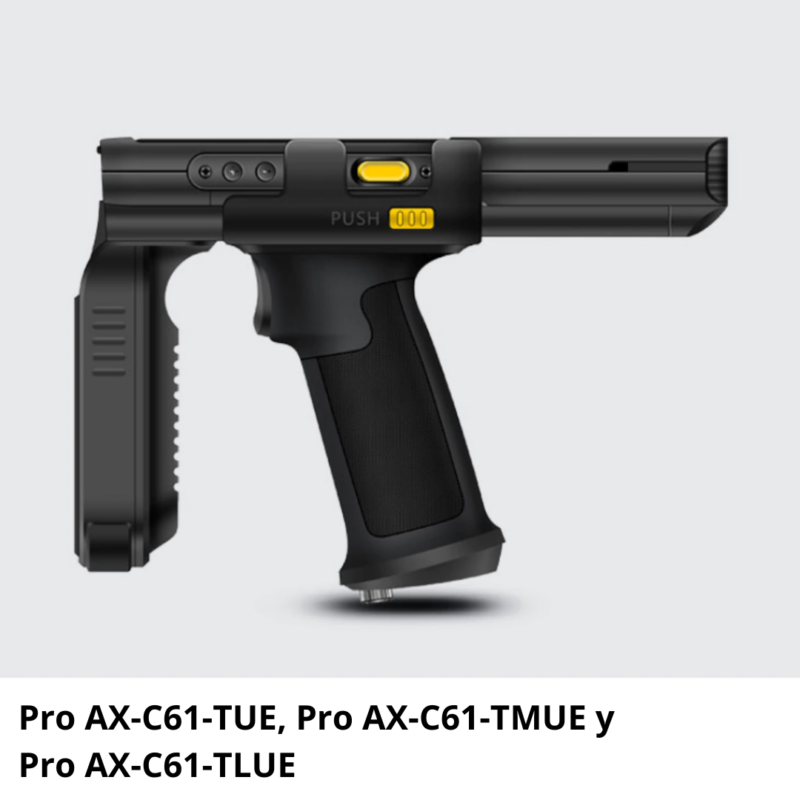 Pro AX-C61-TUE Lector RFID UHF con pistola extraíble y escáner láser 1D y 2D (Pro AX-C61-TUE, Pro AX-C61-TMUE y Pro AX-C61-TLUE)