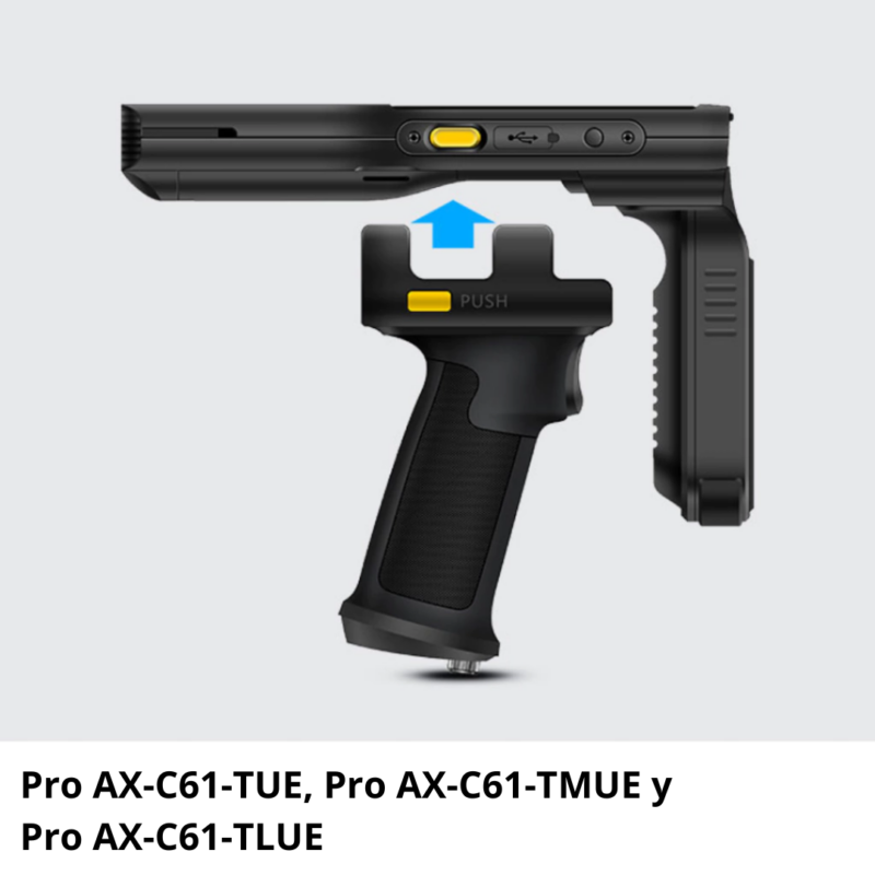 Pro AX-C61-TUE Lector RFID UHF con pistola extraíble y escáner láser 1D y 2D (Pro AX-C61-TUE, Pro AX-C61-TMUE y Pro AX-C61-TLUE)