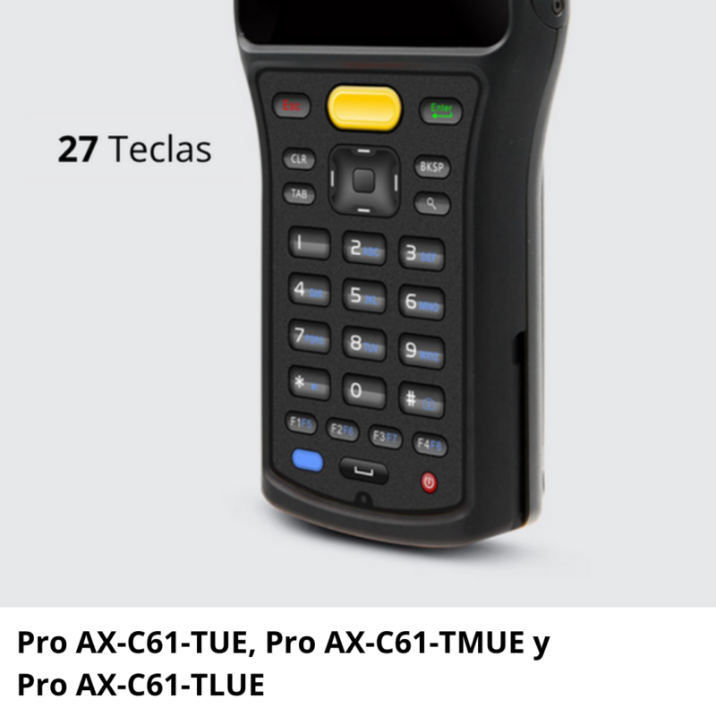 Pro AX-C61-TUE Lector RFID UHF con pistola extraíble y escáner láser 1D y 2D (Pro AX-C61-TUE, Pro AX-C61-TMUE y Pro AX-C61-TLUE)