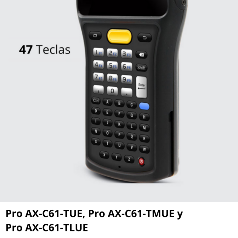 Pro AX-C61-TUE Lector RFID UHF con pistola extraíble y escáner láser 1D y 2D (Pro AX-C61-TUE, Pro AX-C61-TMUE y Pro AX-C61-TLUE)