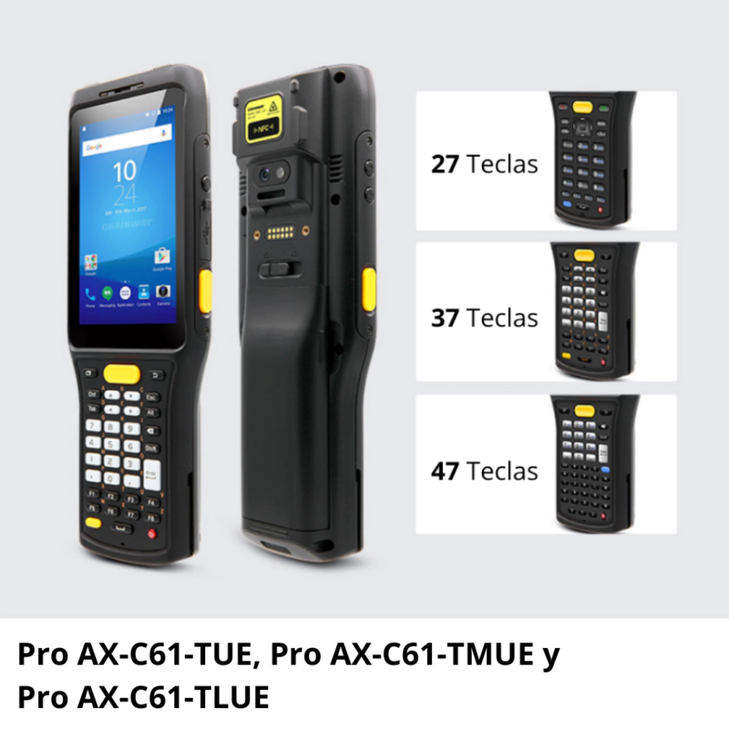 Pro AX-C61-TUE Lector RFID UHF con pistola extraíble y escáner láser 1D y 2D (Pro AX-C61-TUE, Pro AX-C61-TMUE y Pro AX-C61-TLUE)