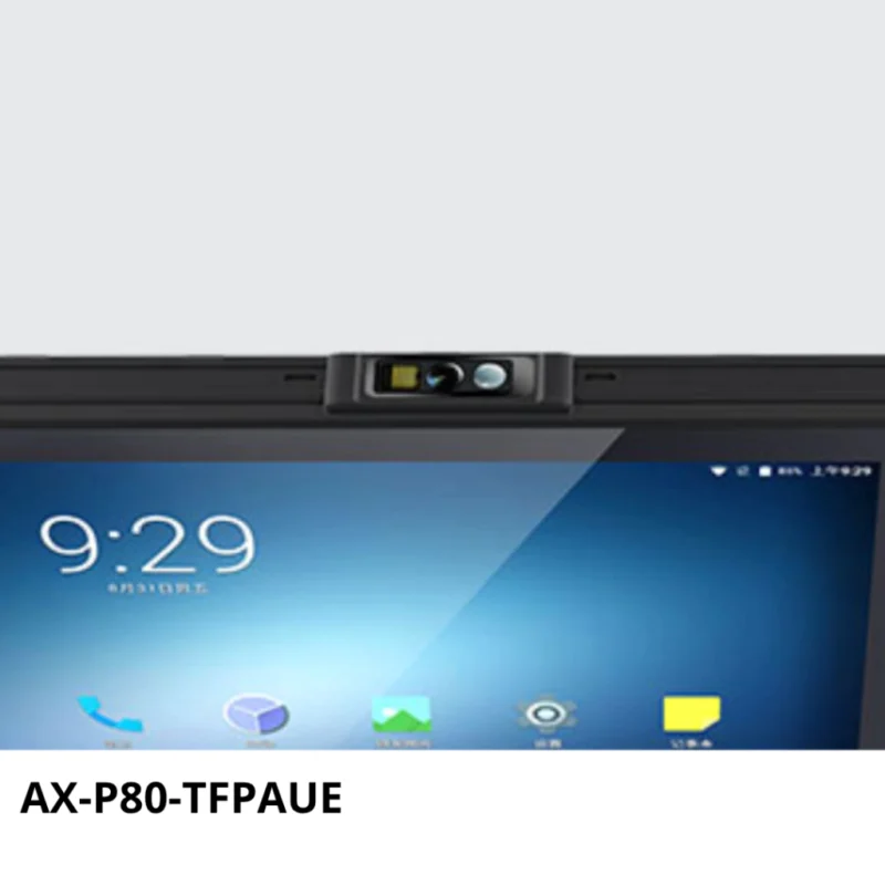 AX-P80-TFPAUE Tablet Industrial con lector UHF RFID, sensor biométrico y escáner laser 1D y 2D