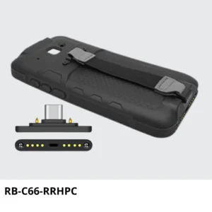 Pogo pin con carcasa para el C66 RB-C66-RRHPC Protector de goma resistente con correa de mano (Pogo pin y Tipo C), puede instalarse en el C66 y ser cargado/sincronizado/ethernet por la base CRD-C66-RBCE